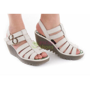 Women's Fly London Ygor Gladiator Cream Wedge Sandals Size 9/9.5